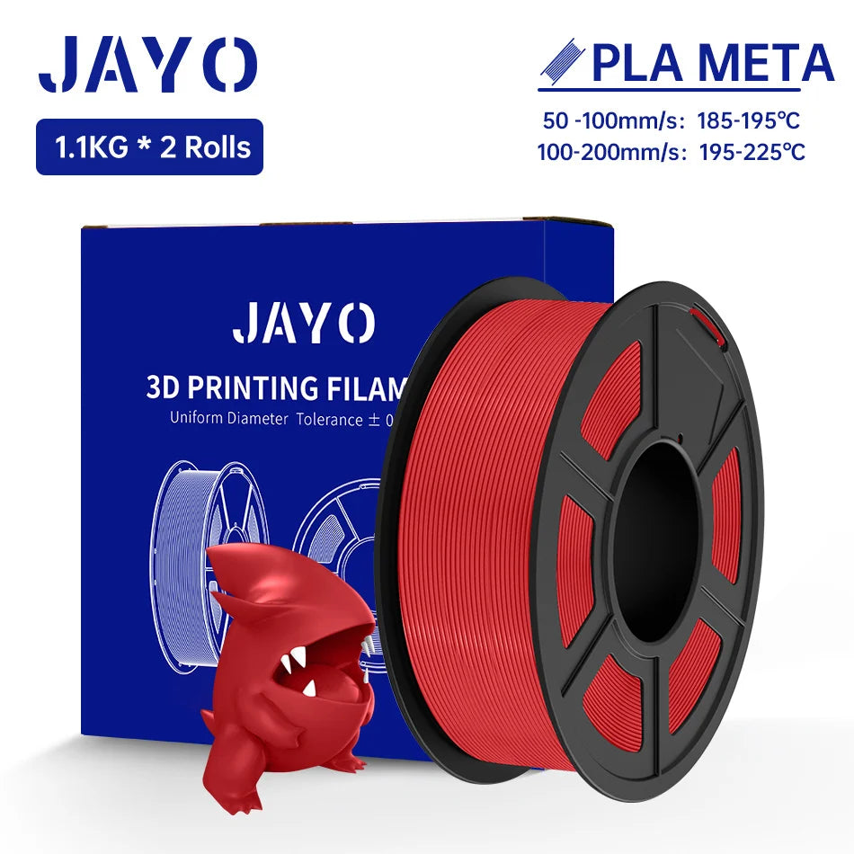 JAYO  PLA Meta Filament 1.75MM 2 Rolls 3D Filament PLA For FDM 3D Printer Neatly Wound Toughness 3D Printing Materials 1.1KG