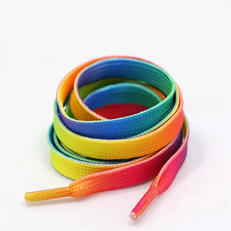 Fashion Colorful Laces Rainbow Shoe laces Gradient Print Flat Shoelace Casual Chromatic Colour Sneaker Shoelaces 80/100/120CM