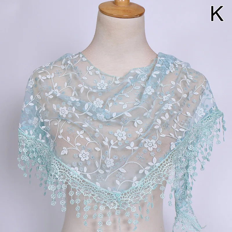 Women's 150x40cm Tassel Shawl Floral Lace Scarf Summer Scarves Fashion Wedding Wrap Clothing Accessories