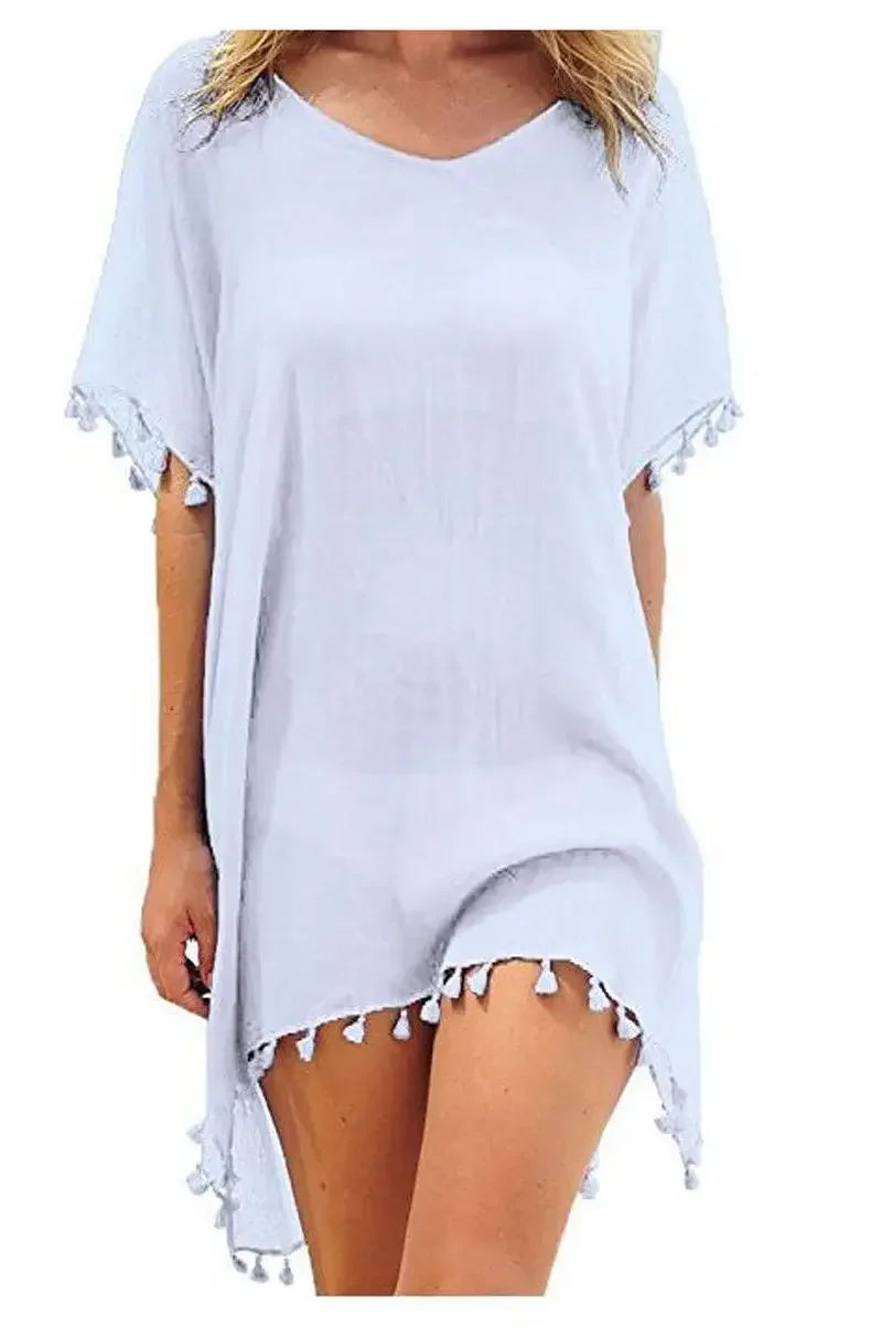 Women Swimsuit Baggy Tunic Tops Bikini Cover-Ups Dress Swim Summer Beach Bathing T-Shirt Women Cotton Blouse Beachwear