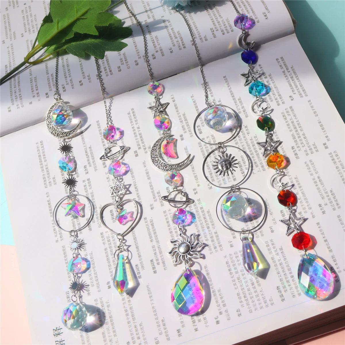 Moon And Sun Suncatcher Crystal Rainbow Catcher Garden Decoration Stained Glass Rainbow Maker Silver Prism Window Pendant