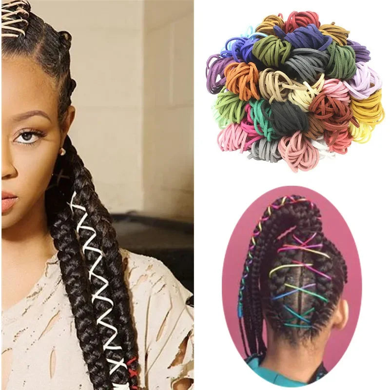 Korean Suede Hair Ties National Customs Hip Hop Reggae Braided Colorful Hair Ties Dreadlock Bead Hair Accessories Long 5m