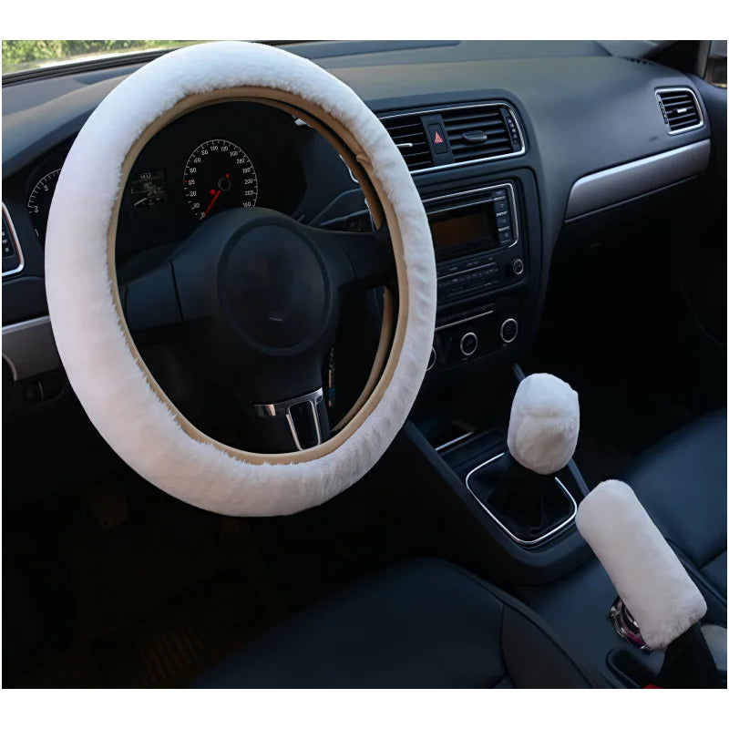 Universal 33cm Soft Plush Rhinestone Car Steering Wheel Cover Interior Parts Accessories Steering-Cover Protector Decoration