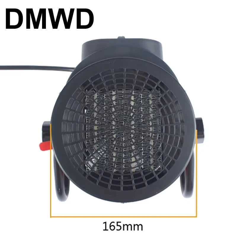 DMWD 2KW Portable Industrial Electric Fan Heater Thermostat Air Warmer Machine Room Radiator Fast Heating Blower Office 3Gear