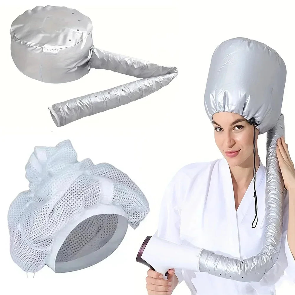 Portable Hair Bonnet Dryer Cap Adjustable Net Plopping Cap For Drying Curly Hair Mesh Hair Drying Soulta Net Plopping Bonnet