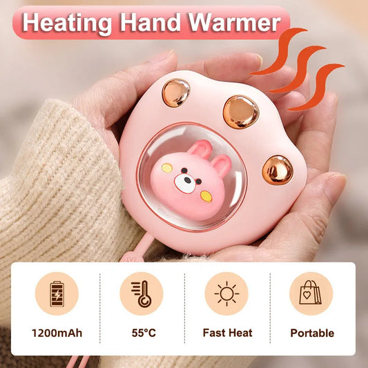 Mini Cat's Claw Hand Warmer Rechargeable Electric Heater 2 Temperatures Portable Cute Pockets Winter for Student Work USB Charge