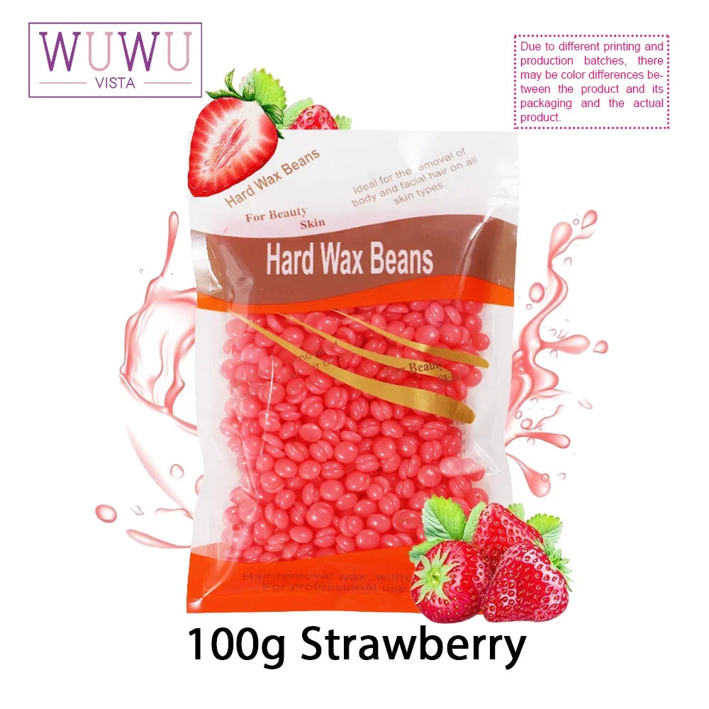 WUWUVISTA 100g/3.52oz Hot Wax Hair Removal Depilatory Waxing hard Beans for Wax Heater Painless for all Hairs Removal Beans