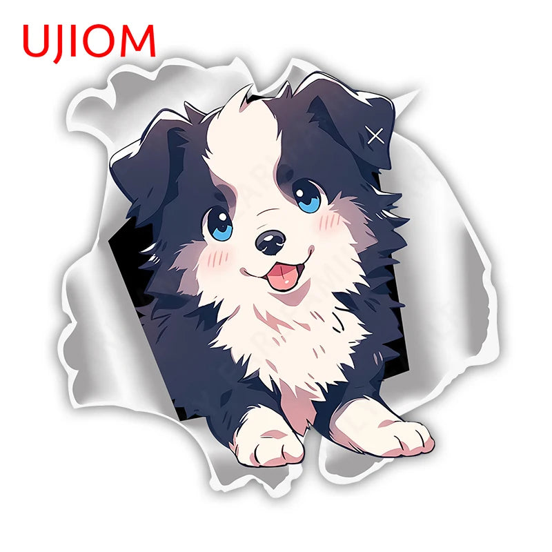 UJIOM 13cm X 12.9cm Cartoon Puppy Dog Tear Wall Sticker Scratch Proof Sunscreen Refrigerator Kids Room Decal Decor Wallpapers