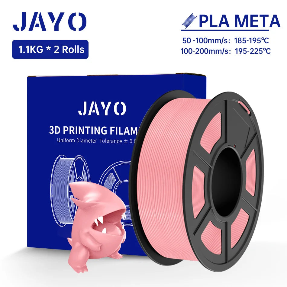 JAYO  PLA Meta Filament 1.75MM 2 Rolls 3D Filament PLA For FDM 3D Printer Neatly Wound Toughness 3D Printing Materials 1.1KG