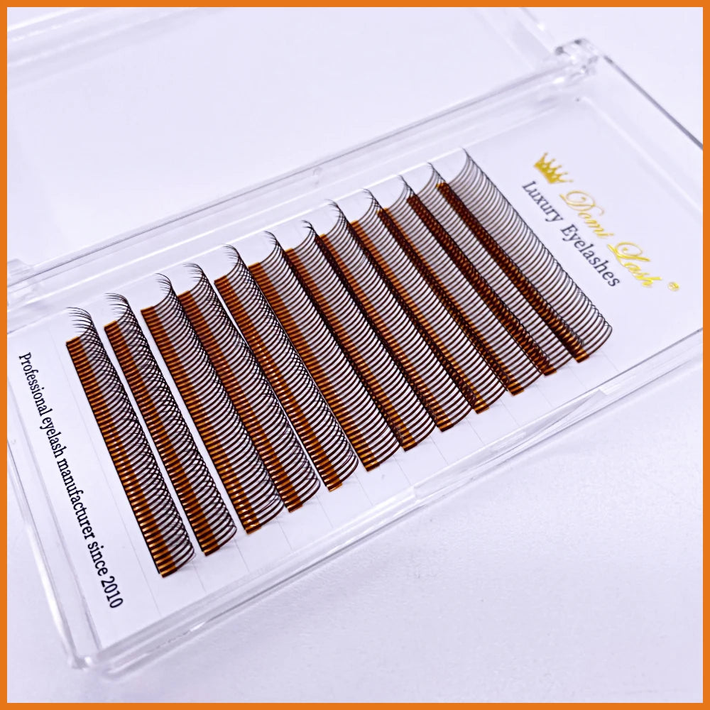 5D Individual lashes  Caramel color Mink Soft False Eyelashes 5D Spike Fairy Little Devil Eyelashes Russian Volume Premade Fans