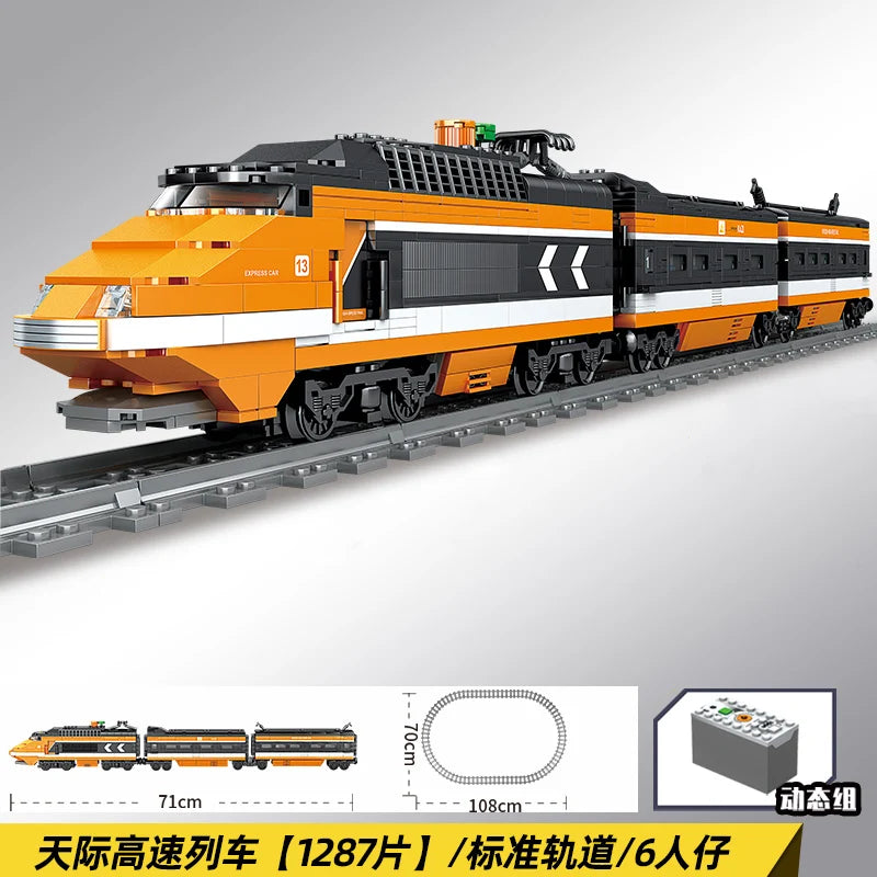 Technical City Train High-tech RailwayPower Track Building Blocks Subway Vehicle Assemble Bricks Toys Gifts For Childrens Adult