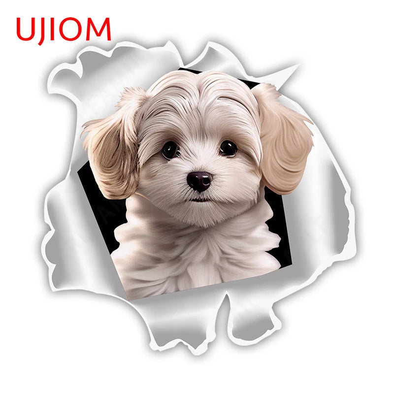 UJIOM 13cm X 12.9cm Cartoon Puppy Dog Tear Wall Sticker Scratch Proof Sunscreen Refrigerator Kids Room Decal Decor Wallpapers