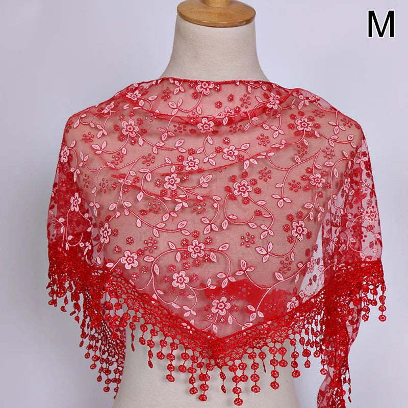 Women's 150x40cm Tassel Shawl Floral Lace Scarf Summer Scarves Fashion Wedding Wrap Clothing Accessories