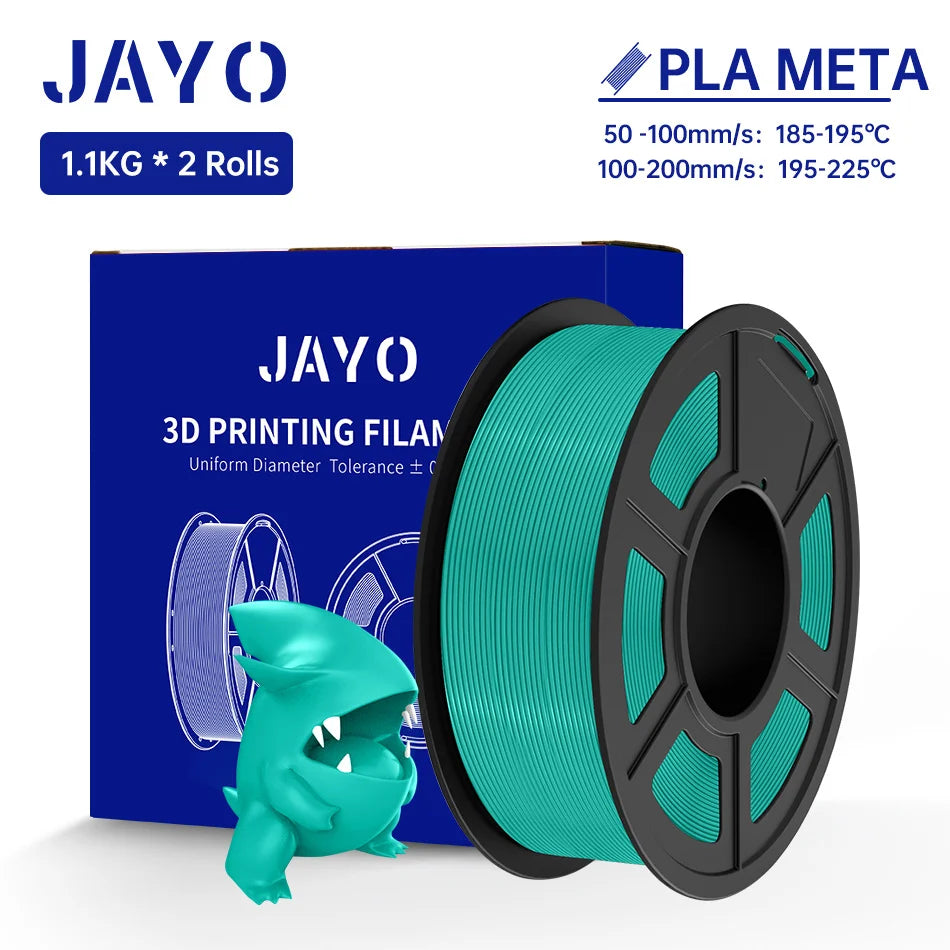 JAYO  PLA Meta Filament 1.75MM 2 Rolls 3D Filament PLA For FDM 3D Printer Neatly Wound Toughness 3D Printing Materials 1.1KG