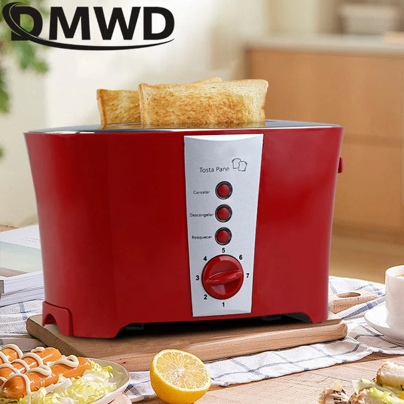 DMWD 220V Electric Toaster Sandwich Maker Grill 2 Slices Slot Cooking Bread Toast Oven Household Breakfast Baking Machine Heater