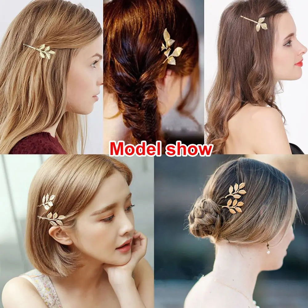 Elegant Metal Hair Accessories Bobby Pin Barrettes Leaf Shape Bride Hairpins Women Hair Clip