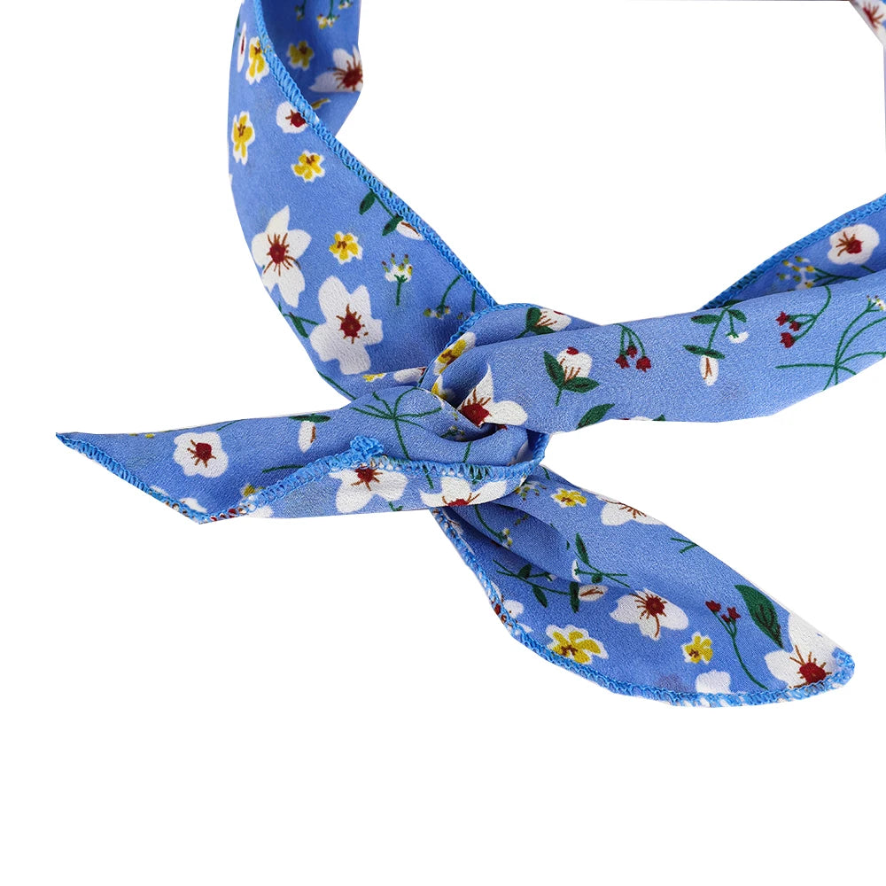 2PCS Fashion Bunny Ears With Iron Wire Headband Printed Fabric Women Girls Scrunchies Hairband Summer Beach Headwear