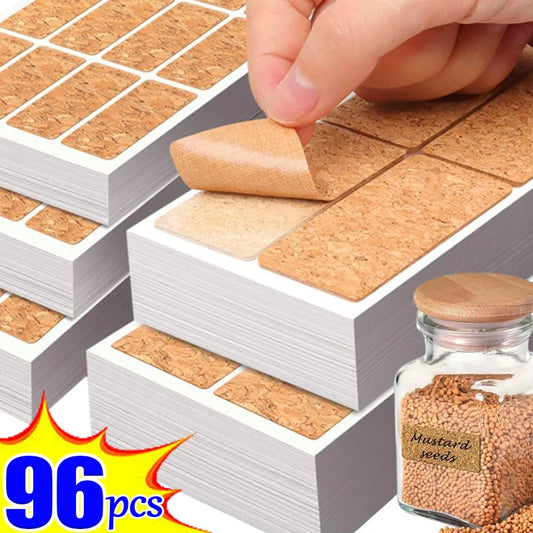 36-96Pcs Oak Wooden Labels Stickers Craft Kitchen Bottle Jars Organizer Labels Self-adhesive Stickers Packaging Sealing Label