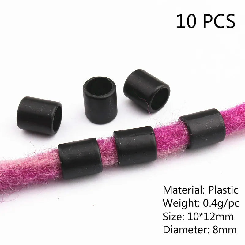 10pcs Hair Dreadlock Beads Plastic Fake Wooden Color Braiding Hair Dread Hair Jewelry 6mm Hole Hair Accessories for Braids