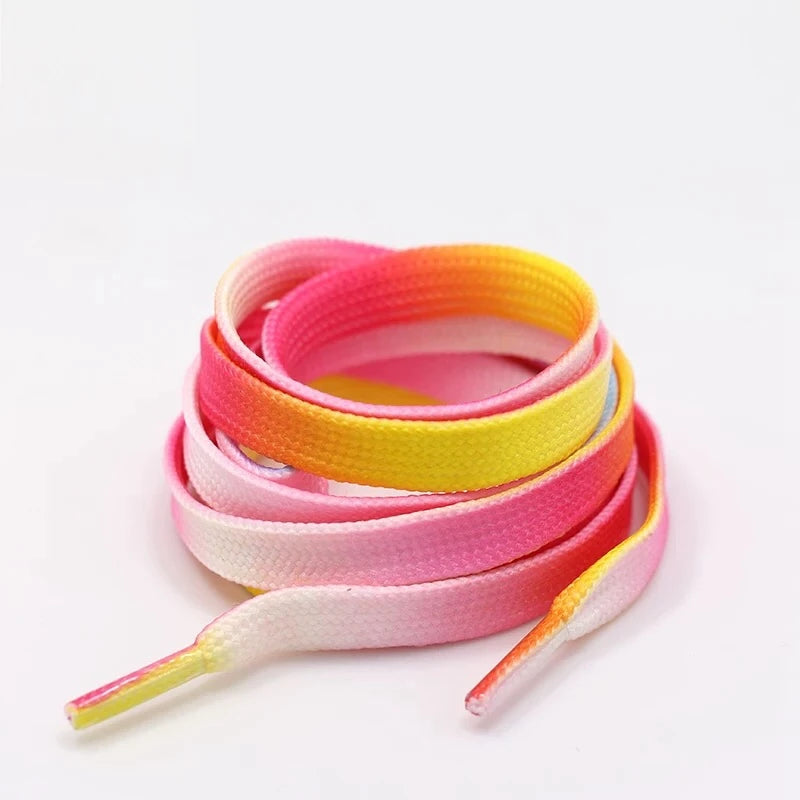 Fashion Colorful Laces Rainbow Shoe laces Gradient Print Flat Shoelace Casual Chromatic Colour Sneaker Shoelaces 80/100/120CM