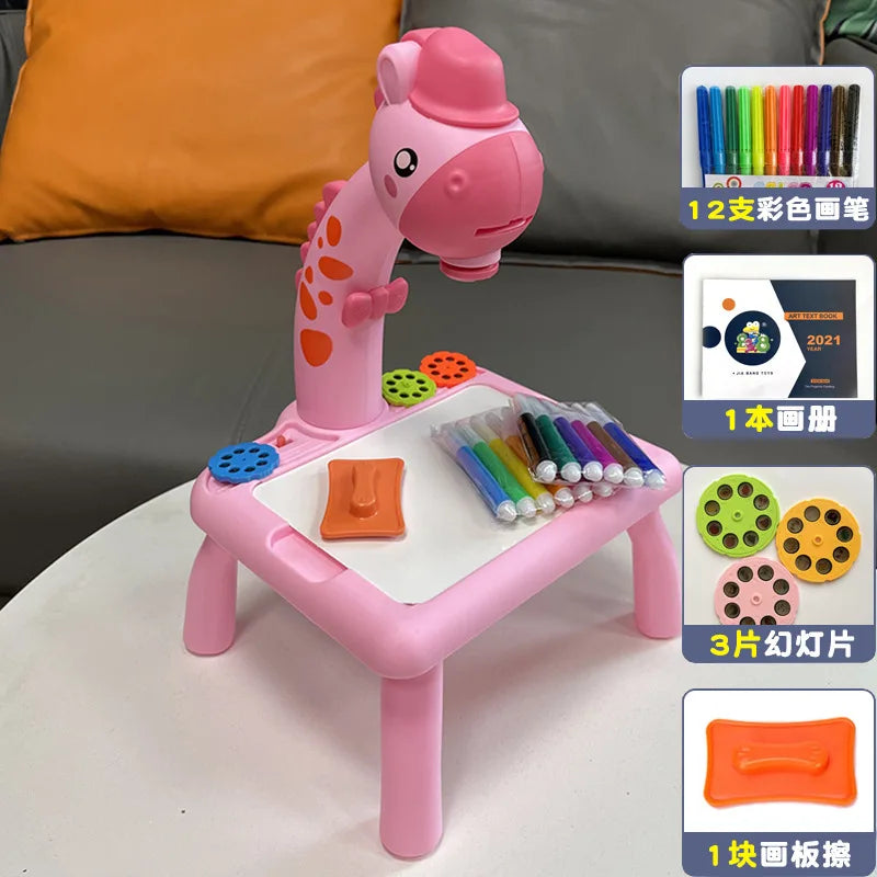 Kids Early Education Led Projector Drawing Table Toys Children Arts Painting Board Desk Mini Doodle Whiteboard Girl Gifts