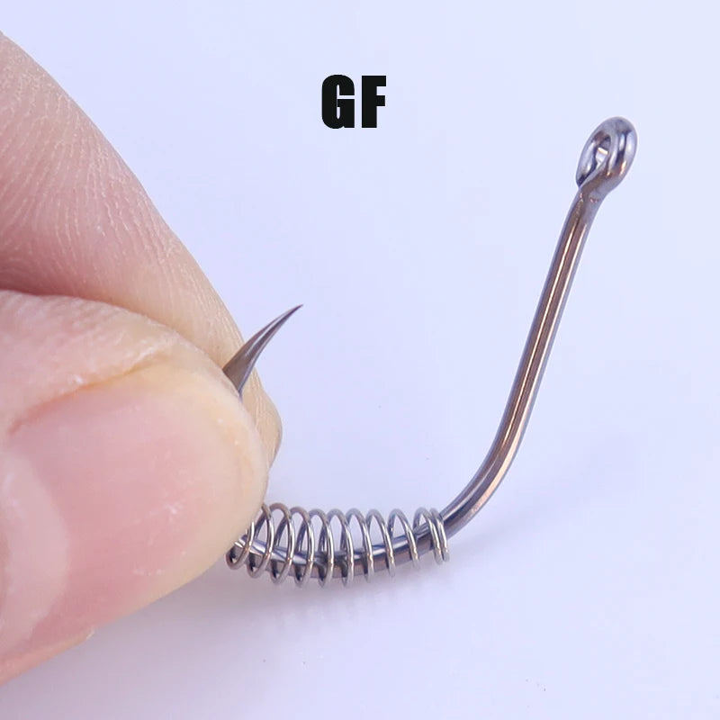 20pcs/pack Fishooks High-carbon Steel Spring Barbed Fishing Hooks Sharp Tip Flattened Body Fishhook Fresh Water Fish Hook 5#-14#