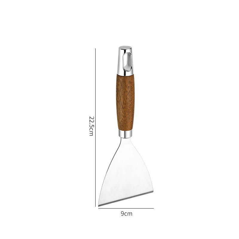 Stainless Steel Wooden Handle Cooking Spatula Steak Pancake Frying Shovel Teppanyaki Scraper Barbecue Tool Kitchen Accessories