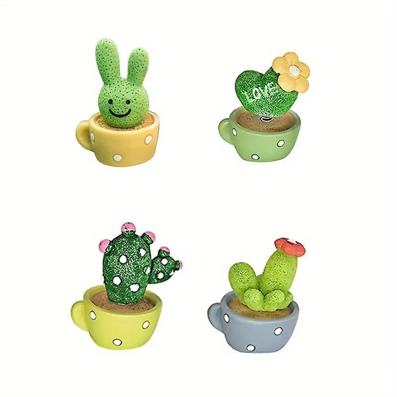 4PCS/Set Animal Cactus Small Potted Plant Car Interior Accessories Resin Decoration Air Conditioner Air Vent Centre Console