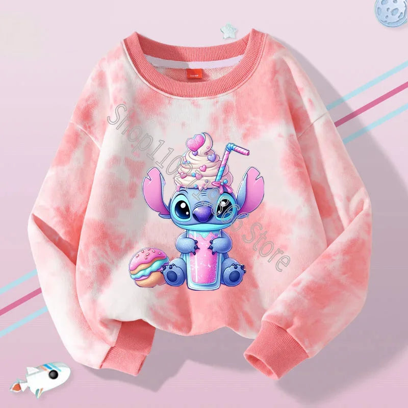 Lilo & Stitch Sweatshirts Disney Girls Clothes Boys Anime Movie Character Pattern Warm Comfortable Long Sleeves Holiday Gifts