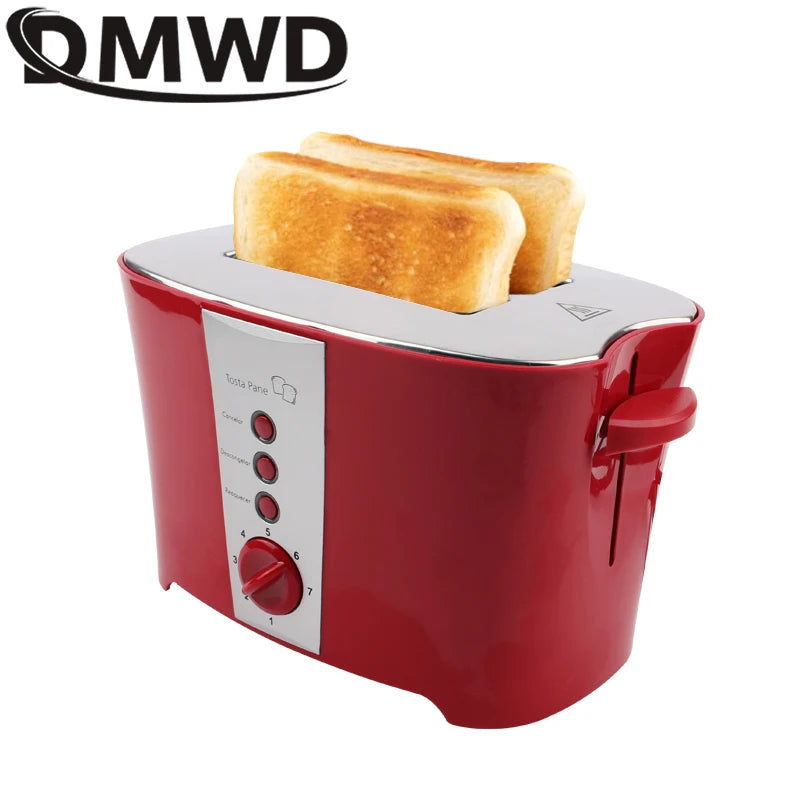 DMWD 220V Electric Toaster Sandwich Maker Grill 2 Slices Slot Cooking Bread Toast Oven Household Breakfast Baking Machine Heater