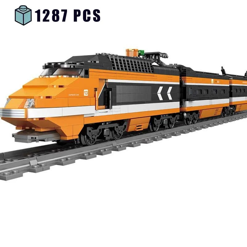 Technical City Train High-tech RailwayPower Track Building Blocks Subway Vehicle Assemble Bricks Toys Gifts For Childrens Adult