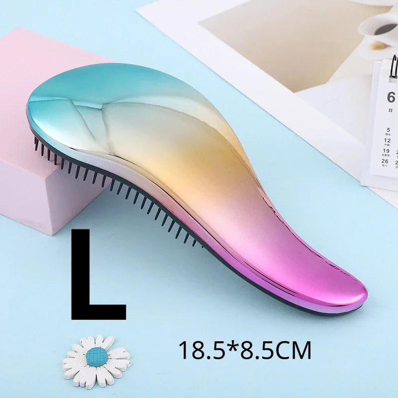 1pc Magic Anti-static Hair Brush Handle Plastic Electroplate Comb Shower Shampoo Massage Comb Salon Hair Styling Tools