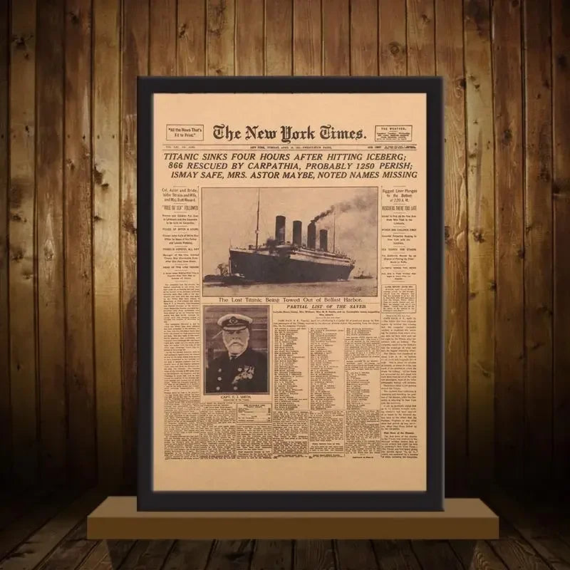 1PC Classic The New York Times History Poster Titanic Shipwreck Old Newspaper Kraft Paper