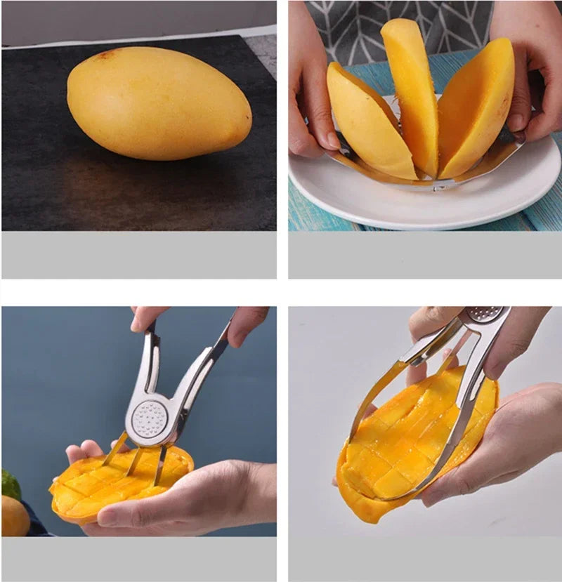 Stainless Steel Mango Cutter Avocado Slicer Splitter Fruit Melon Cutting Knife Peeler Coring Diced Peeling Tool Kitchen gadgets