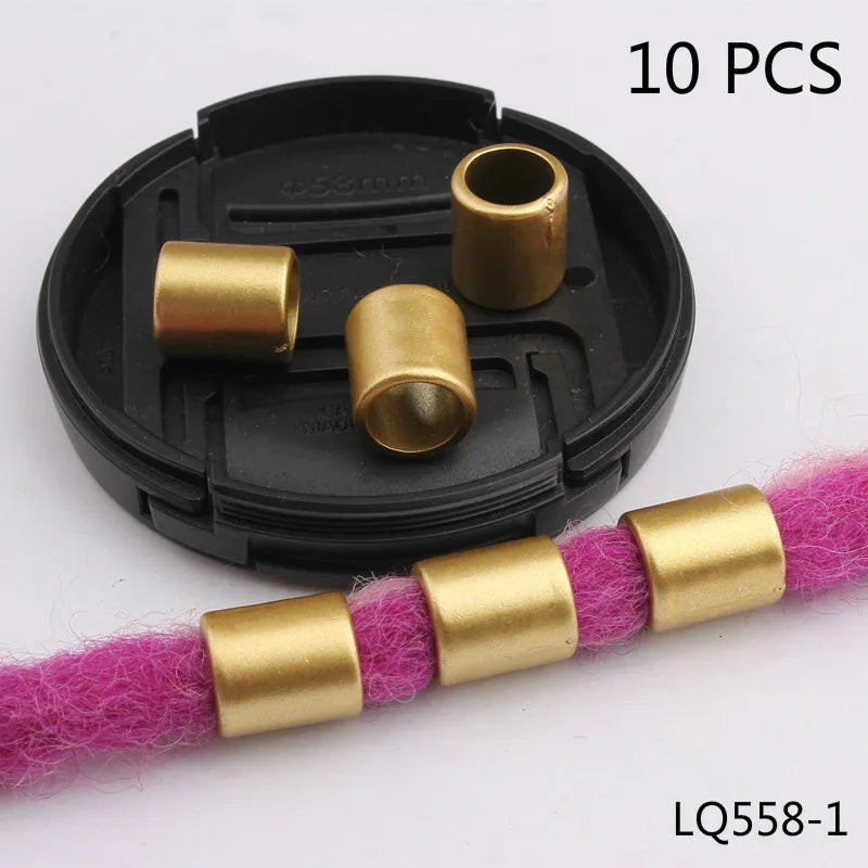 10pcs Hair Dreadlock Beads Plastic Fake Wooden Color Braiding Hair Dread Hair Jewelry 6mm Hole Hair Accessories for Braids