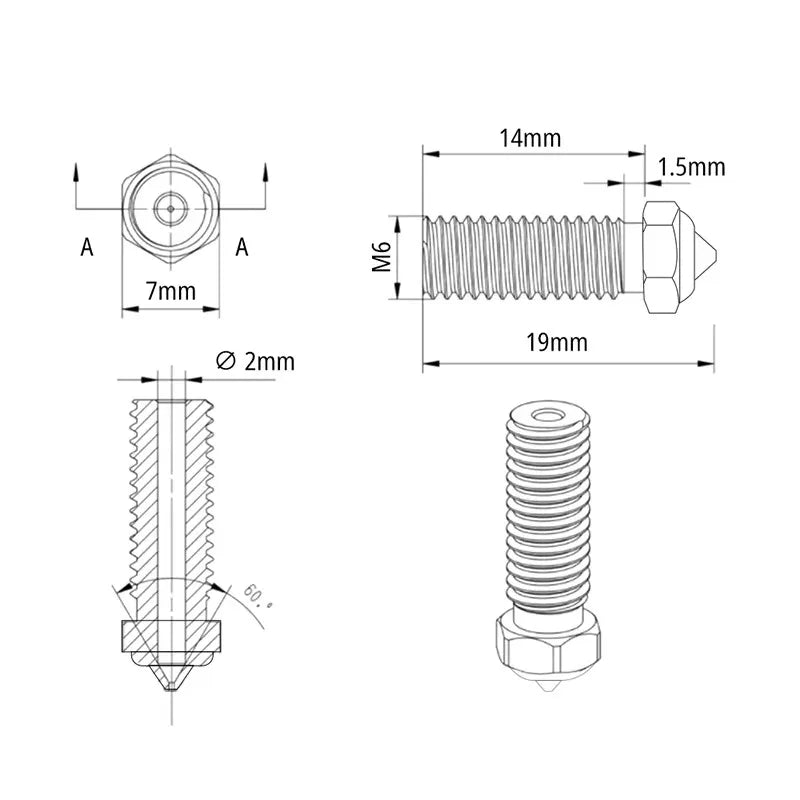 Nozzle For QIDI TECH X PLUS 3/ X MAX 3/X SMART 3 Qidi q1 Nozzle Plated Copper q1 pro Nozzle Brass Hardened Steel