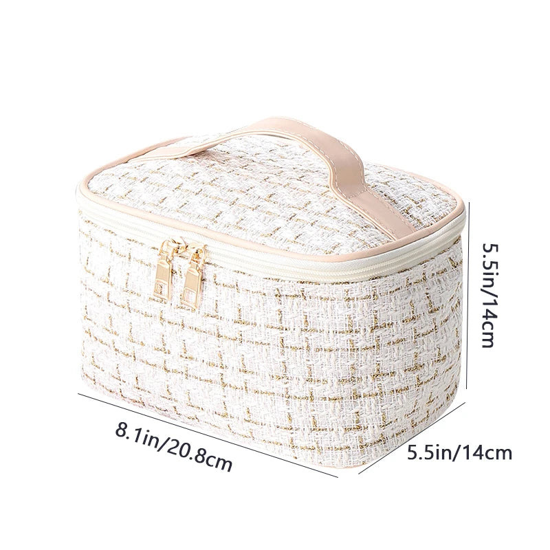 Large Capacity Portable Travel Toiletry Bag New Plaid Portable Small Fragrance Makeup Bag Go out Makeup Bag