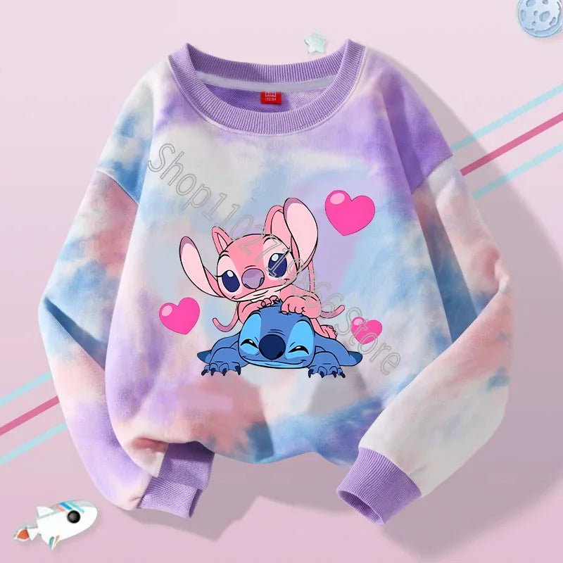 Lilo & Stitch Sweatshirts Disney Girls Clothes Boys Anime Movie Character Pattern Warm Comfortable Long Sleeves Holiday Gifts