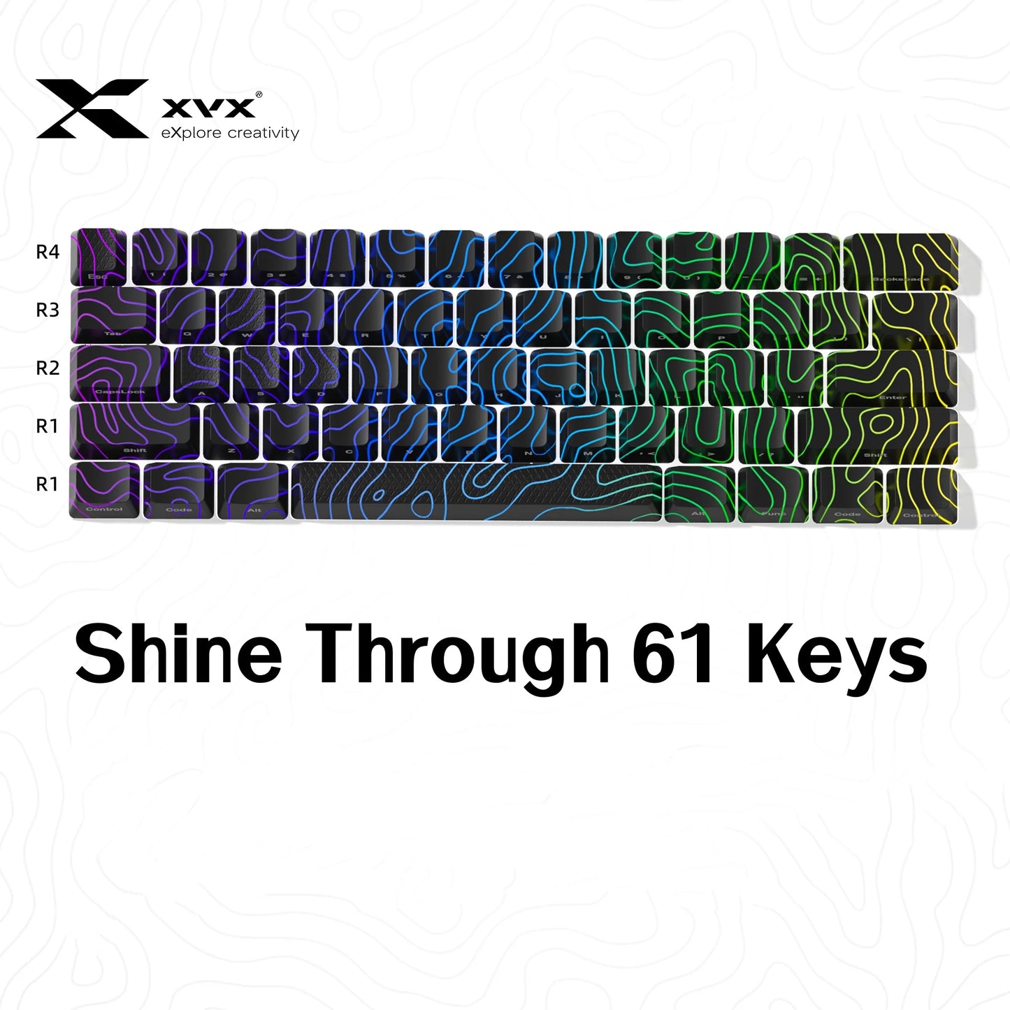 XVX Topographic New Version Pattern Shine-Through OEM Profile IMD-Tech Keycap Set 118 keys