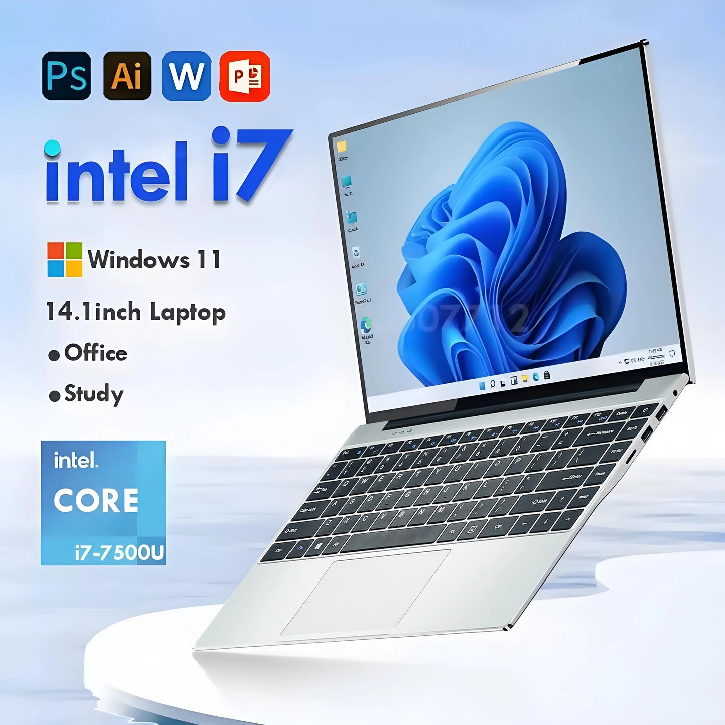 2024 Portable Windows 11 i7 Laptop Computer PC 14.1" 1920*1080P Notebook Intel Core i7 7500U 12GB RAM 1TB 2TB SSD Gaming Laptops