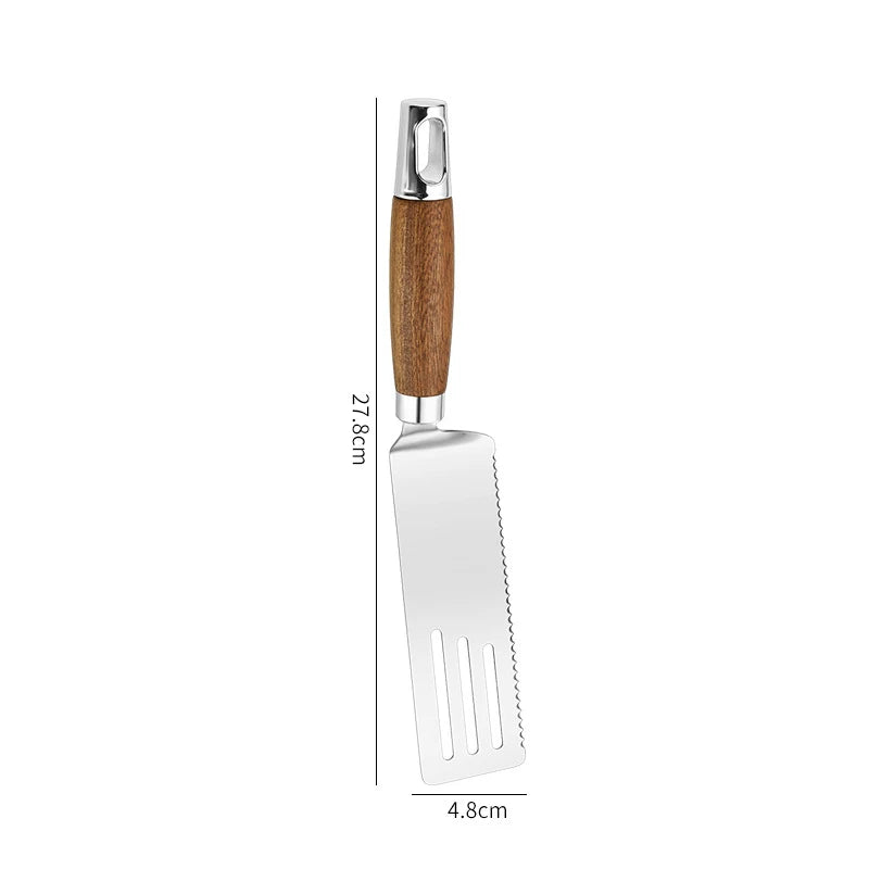 Stainless Steel Wooden Handle Cooking Spatula Steak Pancake Frying Shovel Teppanyaki Scraper Barbecue Tool Kitchen Accessories