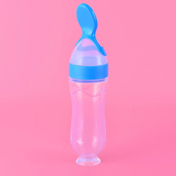 Baby Silicone Squeezing Feeding Bottle Newborn Baby Training Spoon Supplement Milk Feeder Safe Useful Tableware for Kids