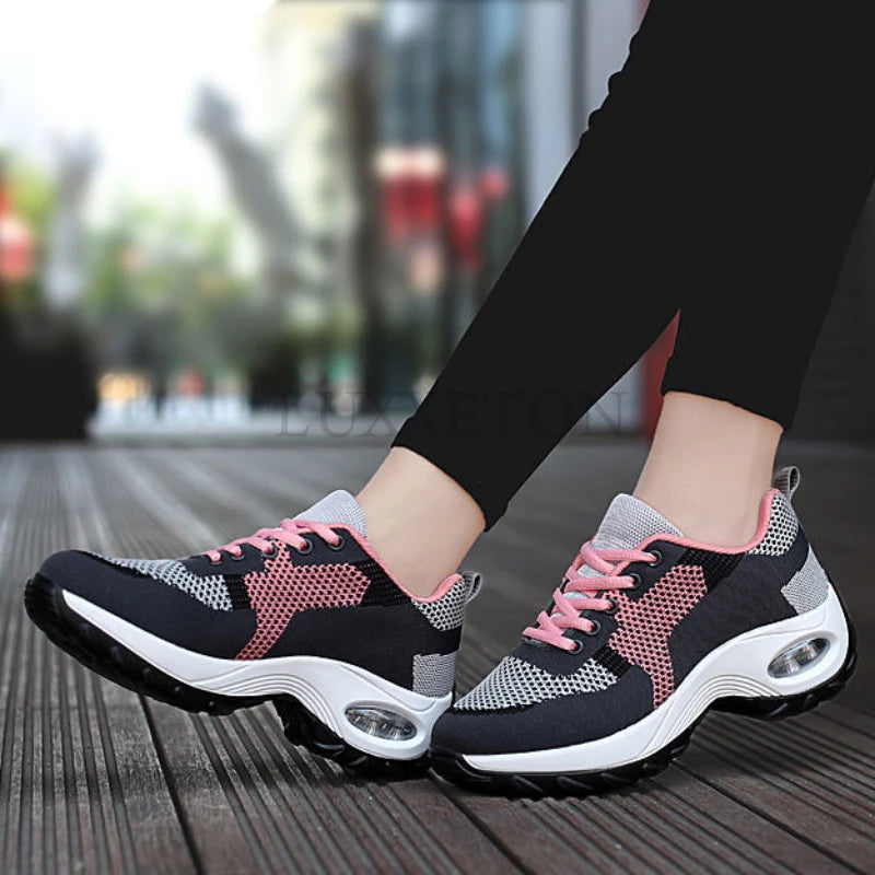 Tenis Women Sneakers Cushion Walking Shoes Breathable Gym Jogging Shoes for Woman Lace Up Platform Sport Shoe Tenes Feminino