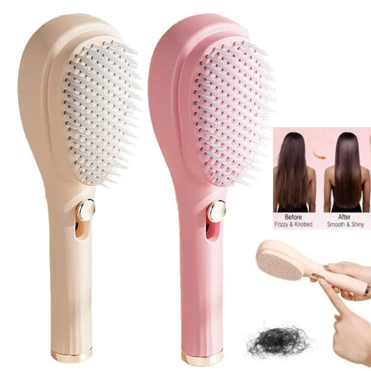 with Self-Cleaning Retractable Bristles Retractable Hair Brush Portable Convenient to Use Anti-Static Massage Comb Pink Color