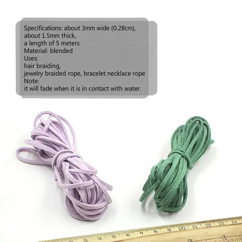 Korean Suede Hair Ties National Customs Hip Hop Reggae Braided Colorful Hair Ties Dreadlock Bead Hair Accessories Long 5m