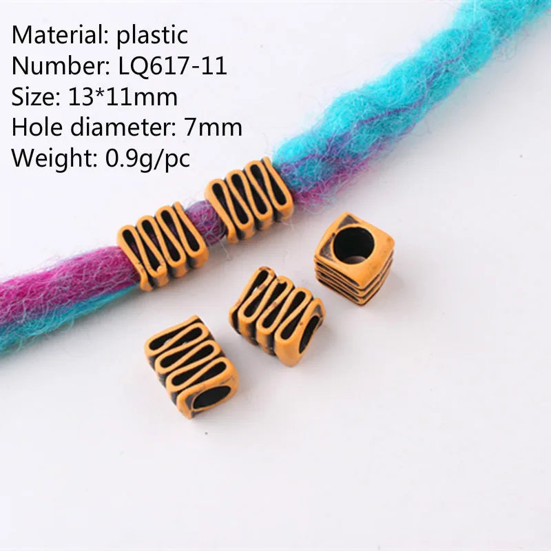 10pcs Hair Dreadlock Beads Plastic Fake Wooden Color Braiding Hair Dread Hair Jewelry 6mm Hole Hair Accessories for Braids