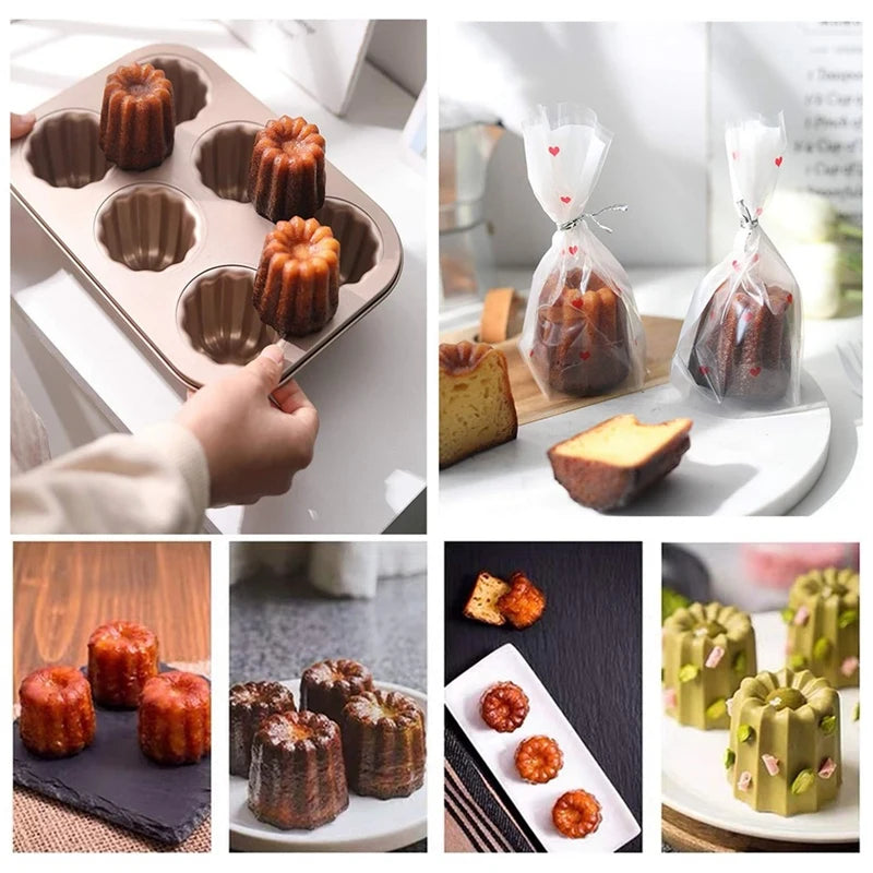 Canele Mold Cake Pan, Non-Stick Canele Baking Pan For Oven Carbon Steel Caneles Mold Bakeware Tool Easy Install