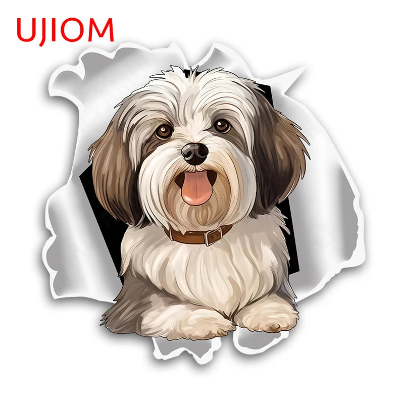 UJIOM 13cm X 12.9cm Cartoon Puppy Dog Tear Wall Sticker Scratch Proof Sunscreen Refrigerator Kids Room Decal Decor Wallpapers