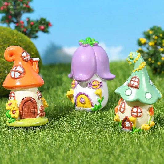 Mini House Desktop Ornament 3D Small Cute Resin Craft Gifts Fairy Garden Mushroom Cottage Desktop Decor Miniature