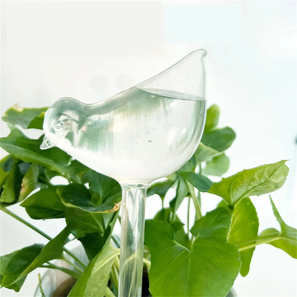 Plant Waterer Self Watering Globes, Bird Shape Hand Blown Clear Aqua Bulbs High Quality Automatic Flower Watering Device